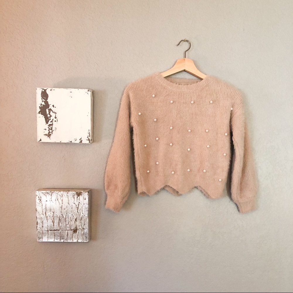 Scallop beaded sweater